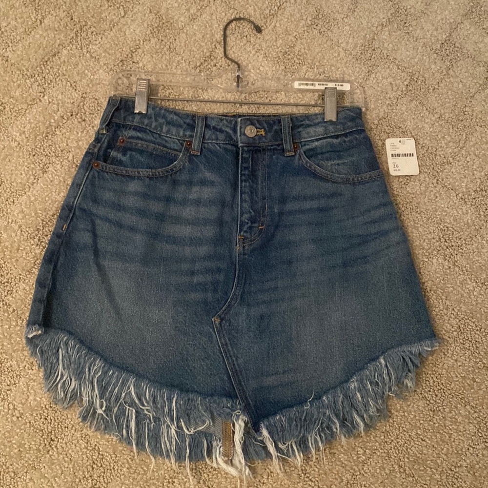 Free People fringe denim skirt